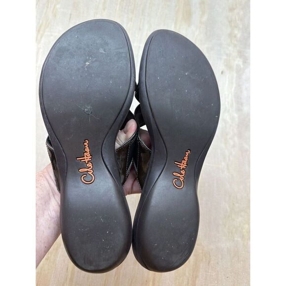 Cole Haan Women’s Sandals Criss Cross Bronze Strap Slip On Flat Leather 10 B - Picture 2 of 5